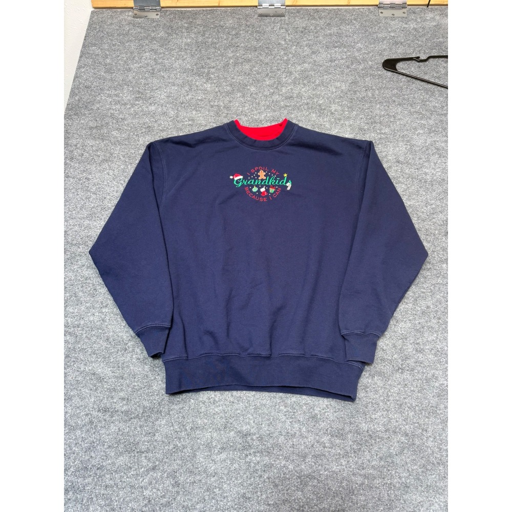 M&C Sportswear Christmas Sweatshirt XL Navy Blue Spoil My Grandkids Holiday